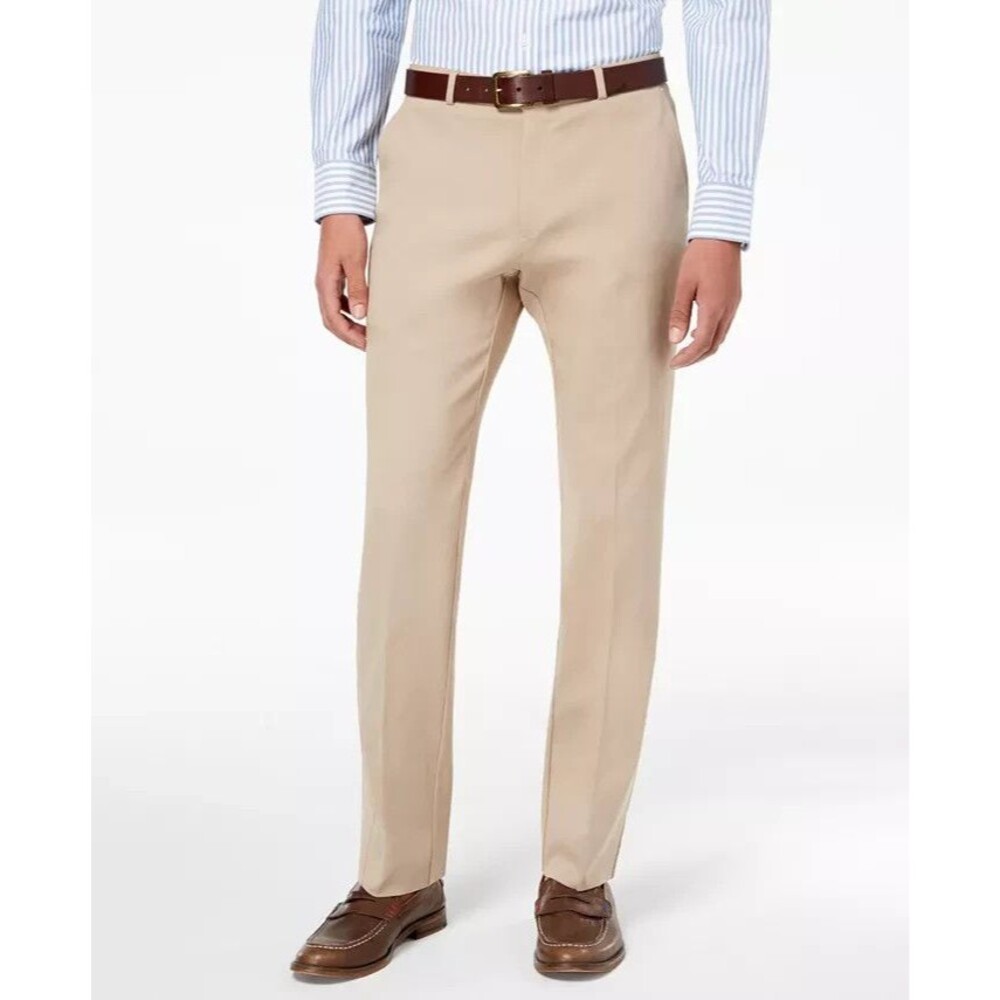 $95 BRAND NEW TOMMY HILFIGER Mens 38x30 Tan Soft FLEX Slim Dress Pants/Slacks